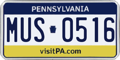 PA license plate MUS0516