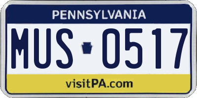 PA license plate MUS0517