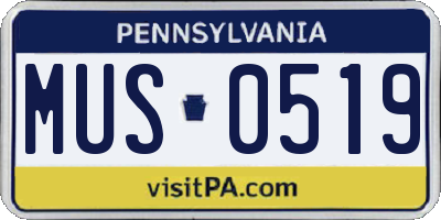 PA license plate MUS0519