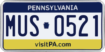 PA license plate MUS0521