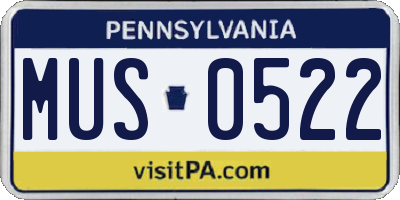 PA license plate MUS0522