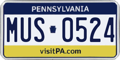 PA license plate MUS0524