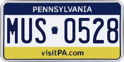 PA license plate MUS0528