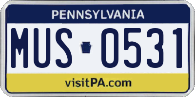 PA license plate MUS0531