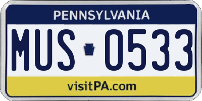 PA license plate MUS0533