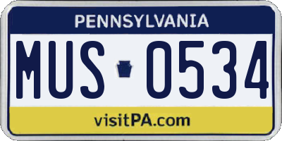 PA license plate MUS0534