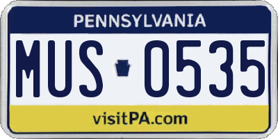 PA license plate MUS0535
