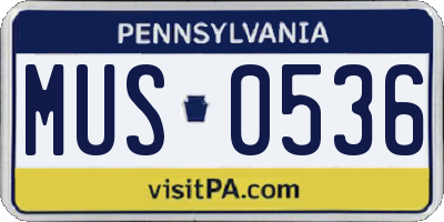 PA license plate MUS0536