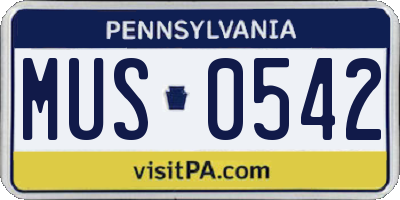 PA license plate MUS0542