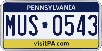 PA license plate MUS0543