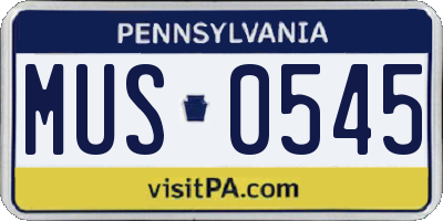 PA license plate MUS0545