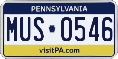 PA license plate MUS0546