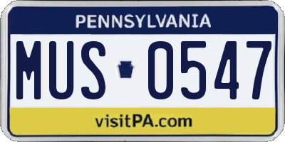 PA license plate MUS0547