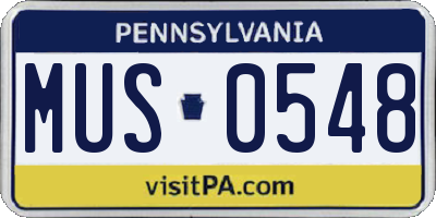 PA license plate MUS0548