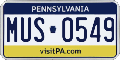 PA license plate MUS0549