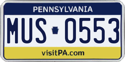 PA license plate MUS0553