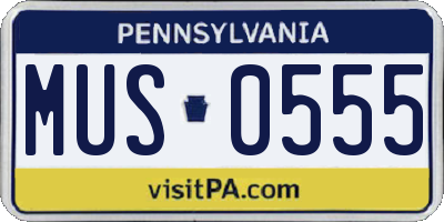 PA license plate MUS0555