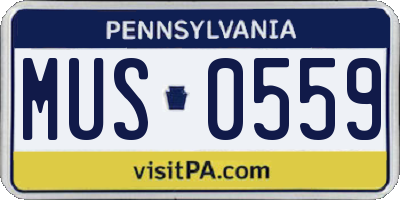 PA license plate MUS0559
