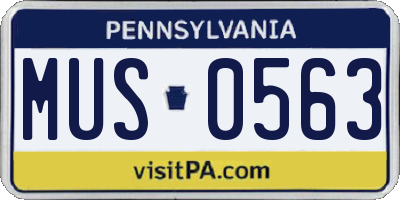 PA license plate MUS0563