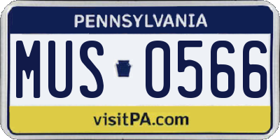 PA license plate MUS0566