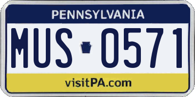 PA license plate MUS0571