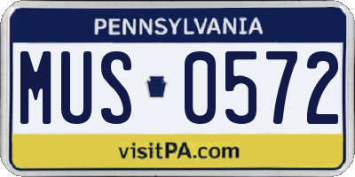 PA license plate MUS0572