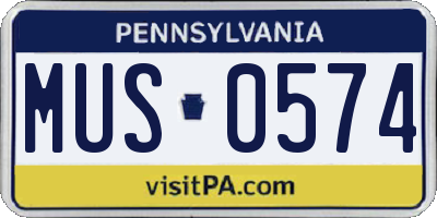 PA license plate MUS0574