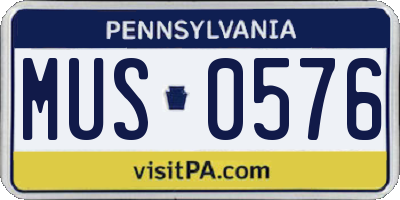 PA license plate MUS0576