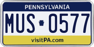 PA license plate MUS0577
