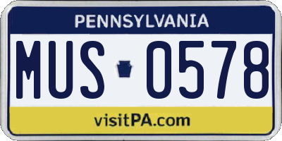 PA license plate MUS0578