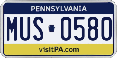 PA license plate MUS0580