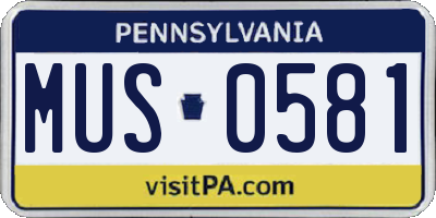 PA license plate MUS0581