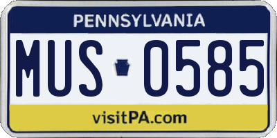PA license plate MUS0585