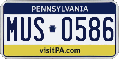 PA license plate MUS0586