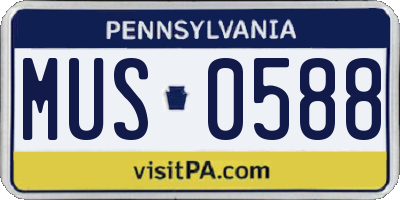PA license plate MUS0588