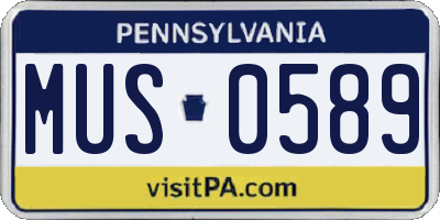 PA license plate MUS0589