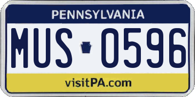 PA license plate MUS0596