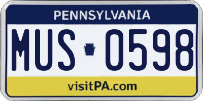 PA license plate MUS0598