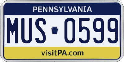PA license plate MUS0599
