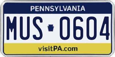 PA license plate MUS0604