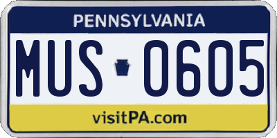 PA license plate MUS0605