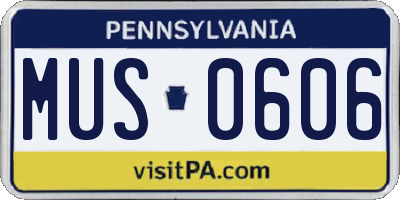 PA license plate MUS0606