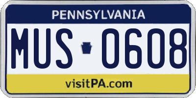 PA license plate MUS0608