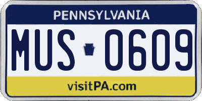 PA license plate MUS0609