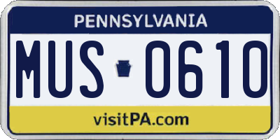 PA license plate MUS0610