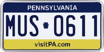 PA license plate MUS0611