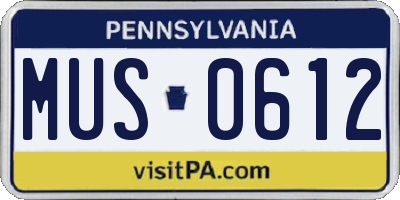 PA license plate MUS0612