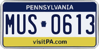 PA license plate MUS0613