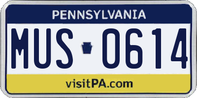 PA license plate MUS0614
