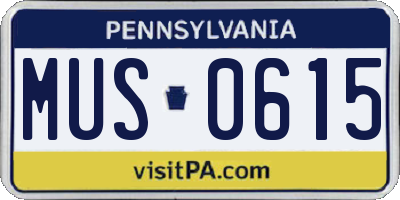 PA license plate MUS0615